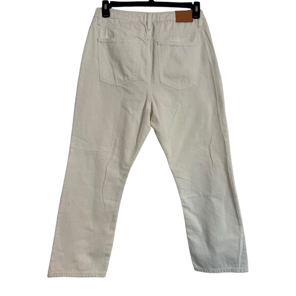 NWT Avec Les Filles High Rise Straight Leg Cropped Jeans in Ecru White Size 30 - Picture 6 of 11
